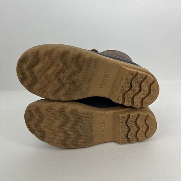 Sperry Top Sider Unisex Big Kid Size 1 Port Boot Brown & Navy Rubber Outdoor - Picture 2 of 7